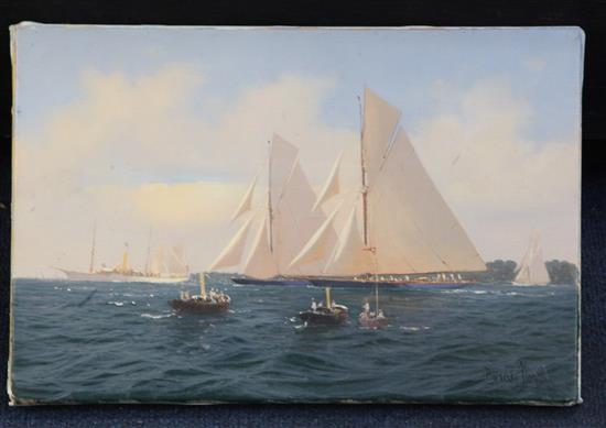 § Brian J. Jones (1945-) The Big Class Boats Racing off Cowes 1930 8 x 12in., unframed